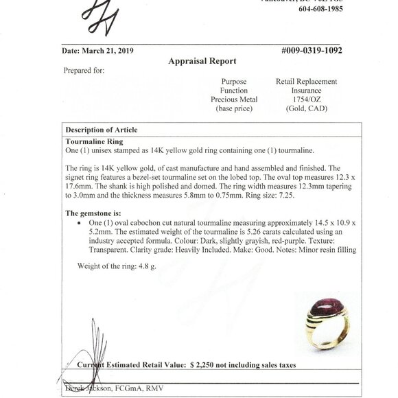 14K Gold Natural Tourmaline Ring, Vintage Custom Made Jewelry, Size 7.25 - Picture 8 of 8